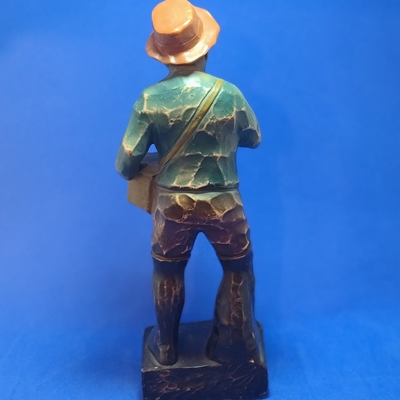 Vintage German Hand Carved & Painted Wood Figurine Fisherman - Picture 7 of 10